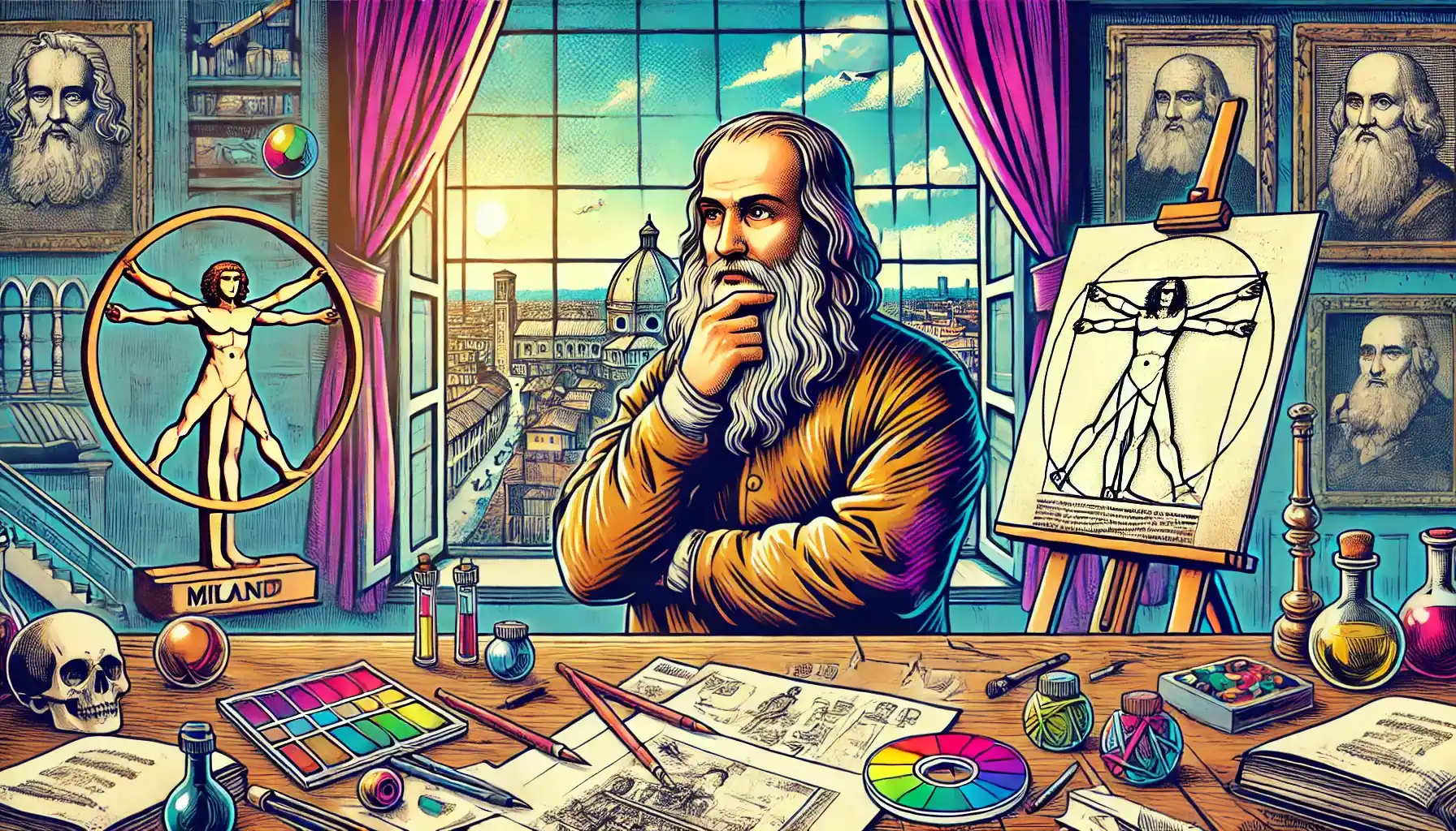 Help Leonardo escape the city with his works image 1